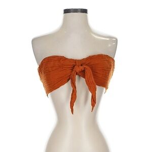 Anthropologie Orange Tie-Front Bandeau Top